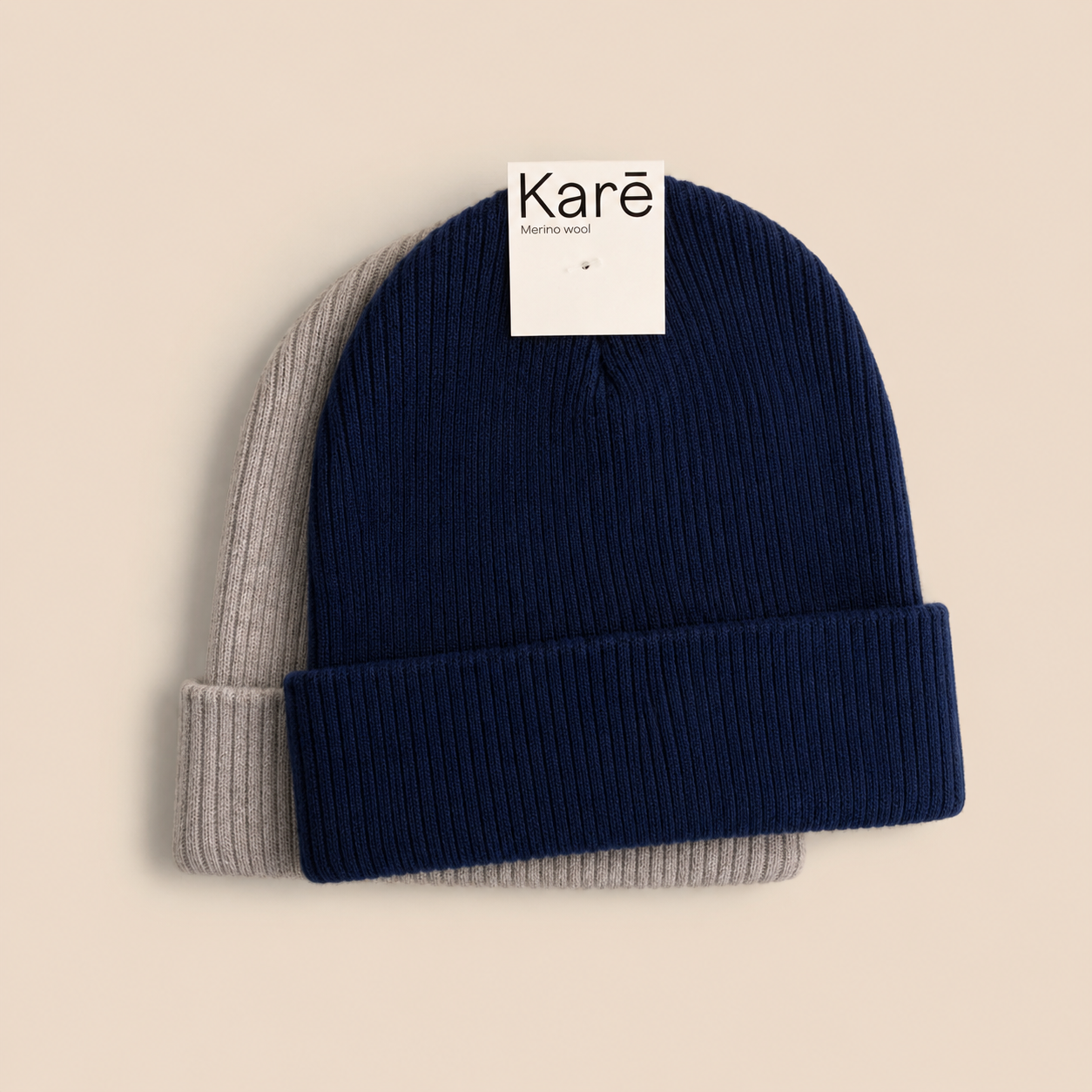 Ribby Beanie - Dark Navy & Mid Grey 2-pack
